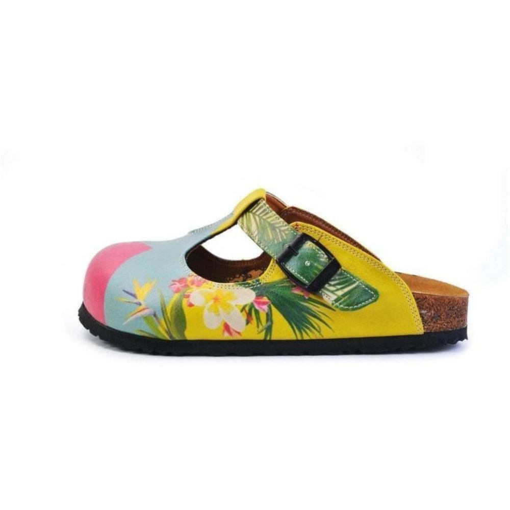 Blue & Pink Floral Color Block T-Strap Mule -  - Calceo Line of Goby Shoes - Picture 3 of 5